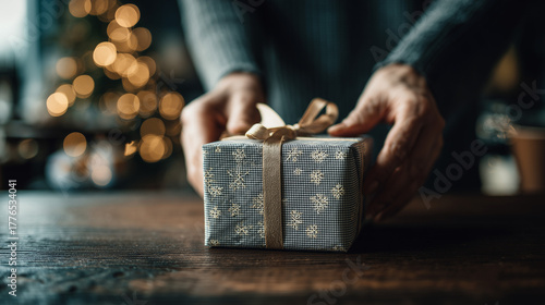 person holding a christmas gift