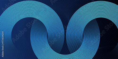 Abstract dark blue gradient background with glowing skin blue geometric circle lines design background vector illustration.