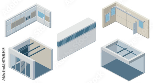 Modern isometric office partitions and wall systems for open spaces