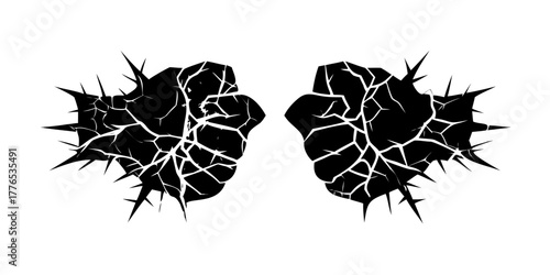 Abstract white crack patterns on a black background representing broken glass or shattered surfaces