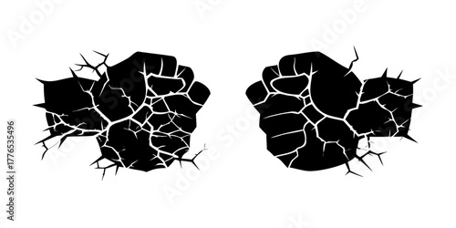 Abstract white cracks and lines on a black background creating a fractured or shattered effect