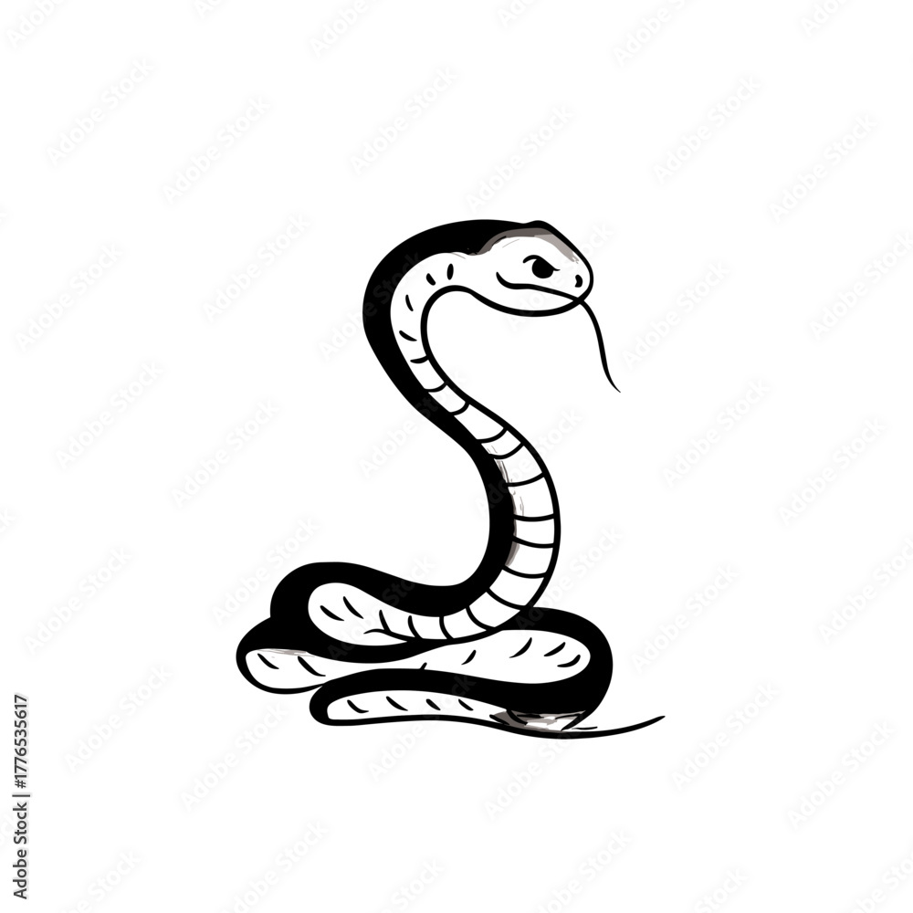 Fototapeta premium Rattlesnake. Rattlesnake simple black and white line art vector logo