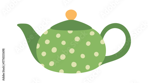 Retro ceramic teapot dotted design