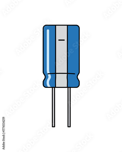 Electronic Component Illustration Capacitor in Blue and Silver