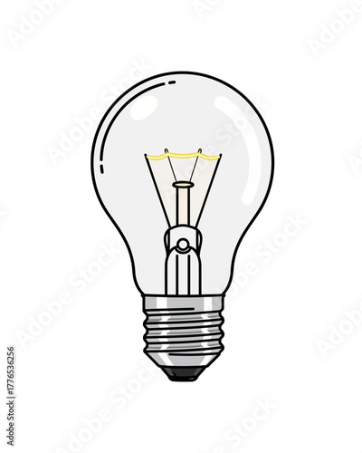 Close-up of a clear incandescent light bulb with a visible filament, symbolizing illumination and ideas
