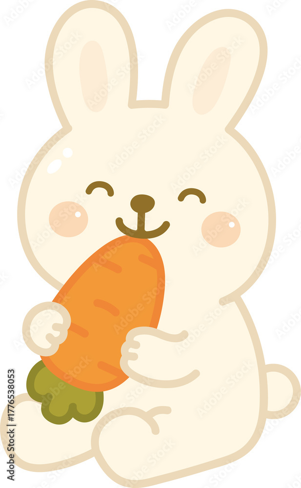 Obraz premium Cute Rabbit Holding a Carrot Illustration