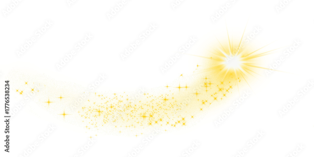 Fototapeta premium Dynamic bright sunburst with glittery light rays and sparkle dust particles