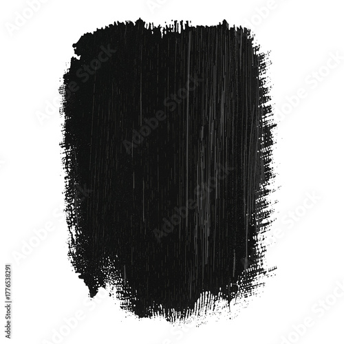 Bold Black Paint Stroke on a White Background Shows Artistic Texture and Dept...