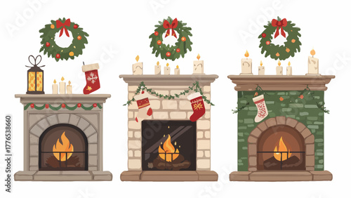 Three Christmas Fireplaces