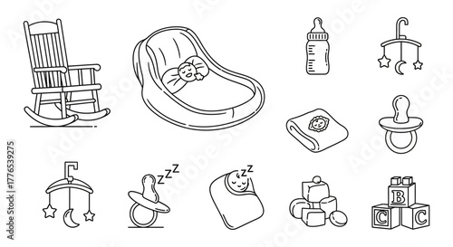 baby items collection rocking chair crib toys bottle and pacifier for newborn infants essential nursery elements perfect for baby product ads