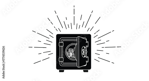 Open safe radiating light, symbolizing security and opportunity