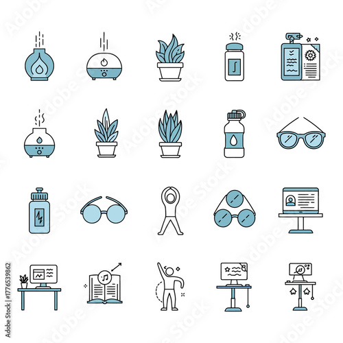 wellness at work promoting a healthy lifestyle with hydration plants and exercise routines for stress relief and increased productivity enhancing workplace well-being