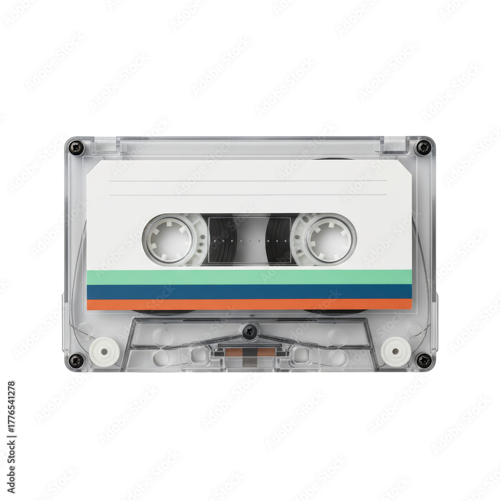 Fototapeta premium Retro Audio Cassette with Transparent Housing for a Nostalgic Vibe on Isolated Space