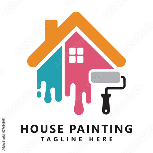 House painting service logo design vector template
