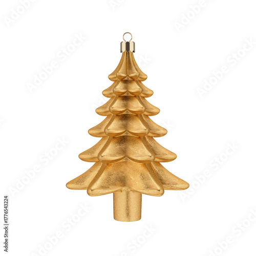 Decorative Golden Christmas Tree With a Star at the Top for Festive Celebrati...