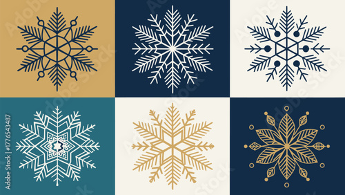 Elegant snowflake silhouette designs offer festive winter charm for holiday greetings and seasonal decor projects