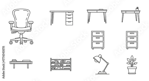 office furniture representing a corporate workspace perfect for illustrating interior design home offices and business modern furnishings minimalist style
