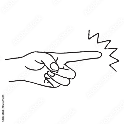 強調指差しハンドサインイラスト 線画