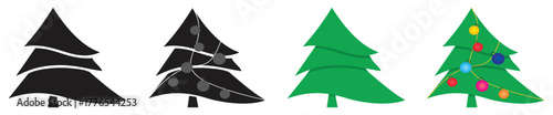 Decorative Christmas Tree Evolution Icon Set.