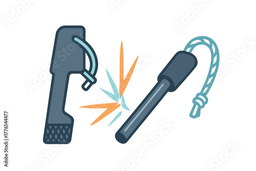 Survival fire starter tool creating sparks for camping and outdoor activities