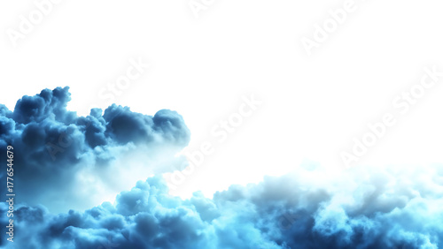 Dramatic Blue and White Clouds Against Background graphic design isolated on a transparent background