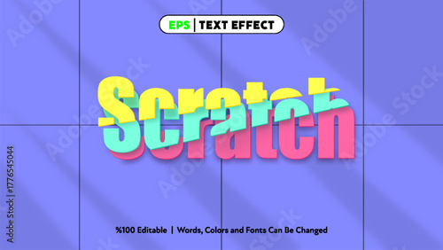 Scratch colorful layered text effect with editable words and fonts for creative graphic design projects and digital artwork
