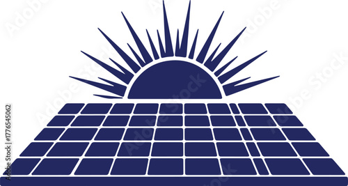 Clean Energy Solar Panel with Sun Rays Innovative Renewable Power Technology Vector Design