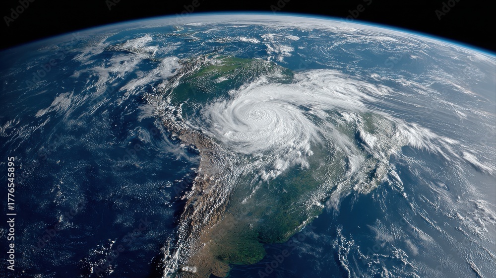 Fototapeta premium planet Earth and swirling hurricane