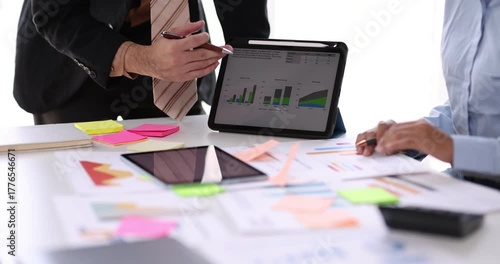 Business analysis in action office setting report generation professional environment close up view strategic planning
