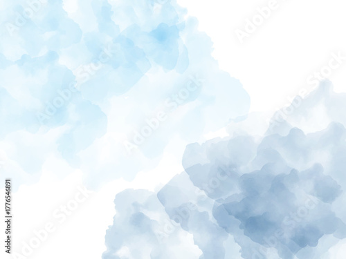 Abstract watercolor background with blue and white hues, creating a serene and dreamy atmosphere