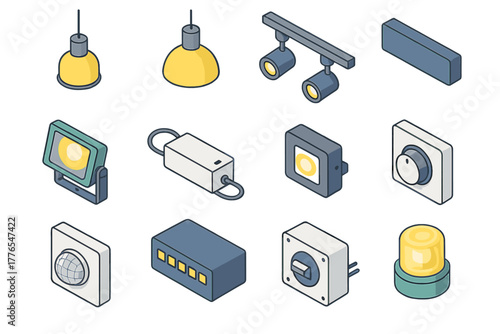 Isometric smart lighting and electrical components for modern home automation systems