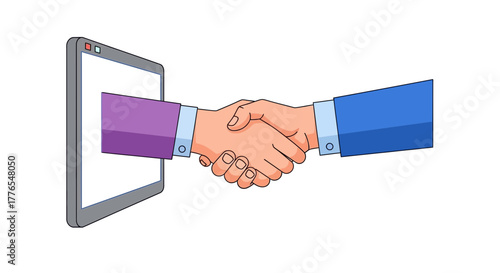 Secure digital handshake seals modern business deal through technology and partnership, signifying trust and collaboration in global connectivity.