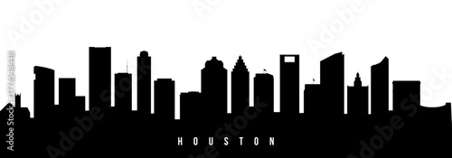 Vector silhouette illustration of Houston City urban skyline. Modern minimalist cityscape graphic, perfect for travel, banners or backgrounds.