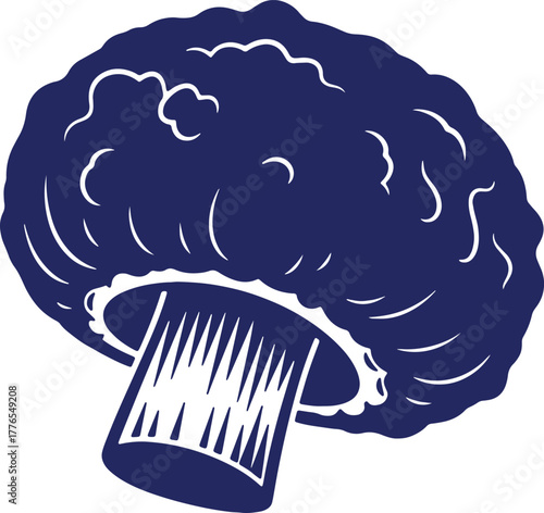 Stylized blue mushroom vector illustration highlighting natural food and organic cuisine