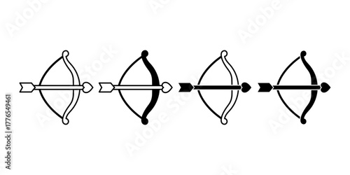 Bow and Arrow Black Icon Bundle for Valentine and Love Theme