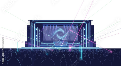 Experience the Electric Energy of a Live Concert with a Huge Crowd and Dazzling Laser Show, Perfect for Event Promos or Music Festival Advertisements