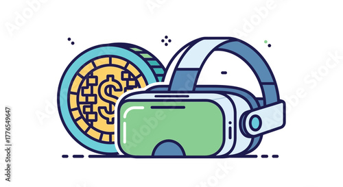 Immersive VR headset unlocking digital currency riches, envisioning metaverse investments and innovative virtual experiences for tech-savvy audiences