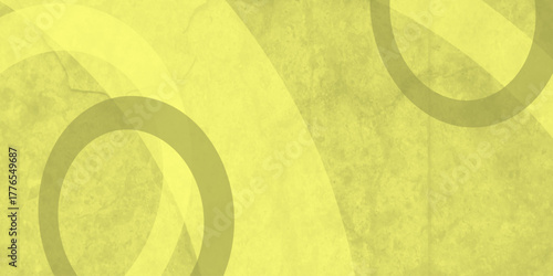 Yellow abstract background with white circle rings in faded distressed vintage grunge texture design. High resolution textured pattern. Abstract modern background design concept for template banner. 