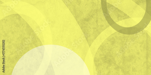 Yellow abstract background with white circle rings in faded distressed vintage grunge texture design. High resolution textured pattern. Abstract modern background design concept for template banner. 