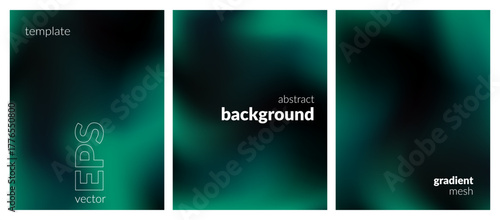 An abstract background with a calming palette and subtle variations in tone. The colors blend seamlessly, creating a soft gradient effect. An smooth transition from black to dark blue and green hues.