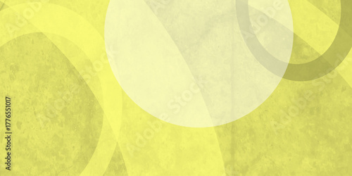 Yellow abstract background with white circle rings in faded distressed vintage grunge texture design. High resolution textured pattern. Abstract modern background design concept for template banner. 