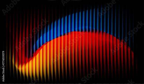A colorful abstract Gradients with vertical shapes blending from blue to red and yellow, creating a smooth, glowing effect on a dark background.