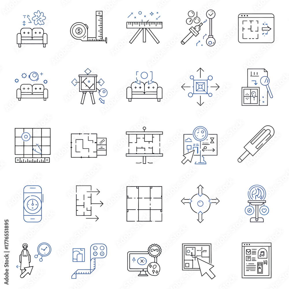 Fototapeta premium interior design plan illustrating blueprints sketches and planning tools vital for architectural visualization and interior design projects.