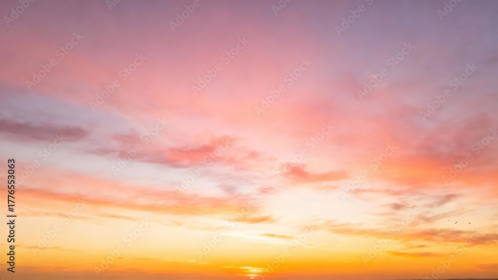 Fototapeta premium Sky painted with soft pastel clouds at sunrise and sunset.