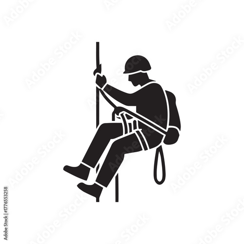 rope access icon, black on white background