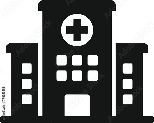 Modern hospital building icon healthcare symbol