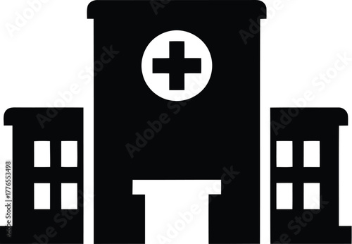 Modern hospital building icon