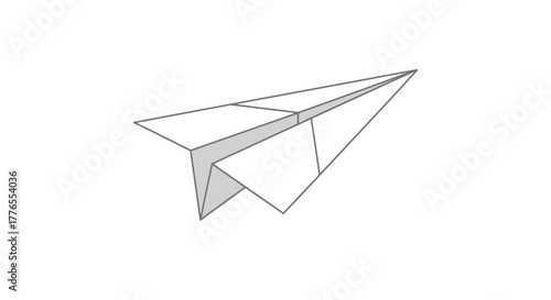 Simple illustration of a paper airplane, rendered in grayscale against a white background, angled slightly upwards