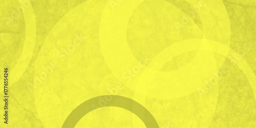 Yellow abstract background with white circle rings in faded distressed vintage grunge texture design. High resolution textured pattern. Abstract modern background design concept for template banner. 