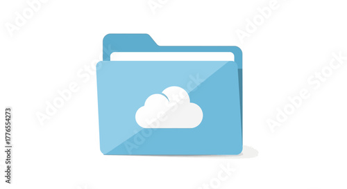 A light-blue folder icon, open to reveal a white cloud, on a white background. It's a flat, digital design